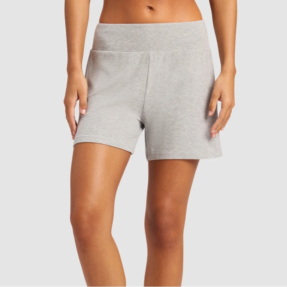 Cozy Earth Gray Ribbed Lounge Shorts